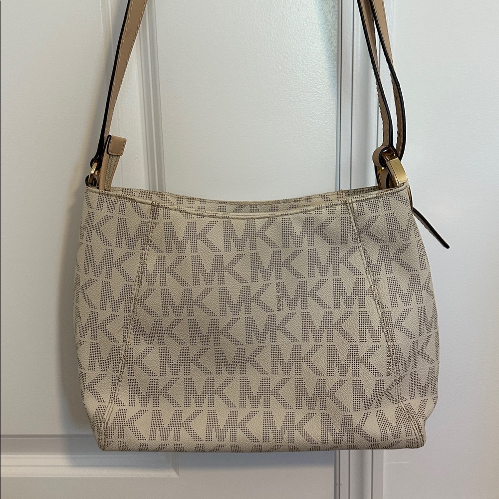Michael Kors Shoulder Bag - Taupe with Brown Strap